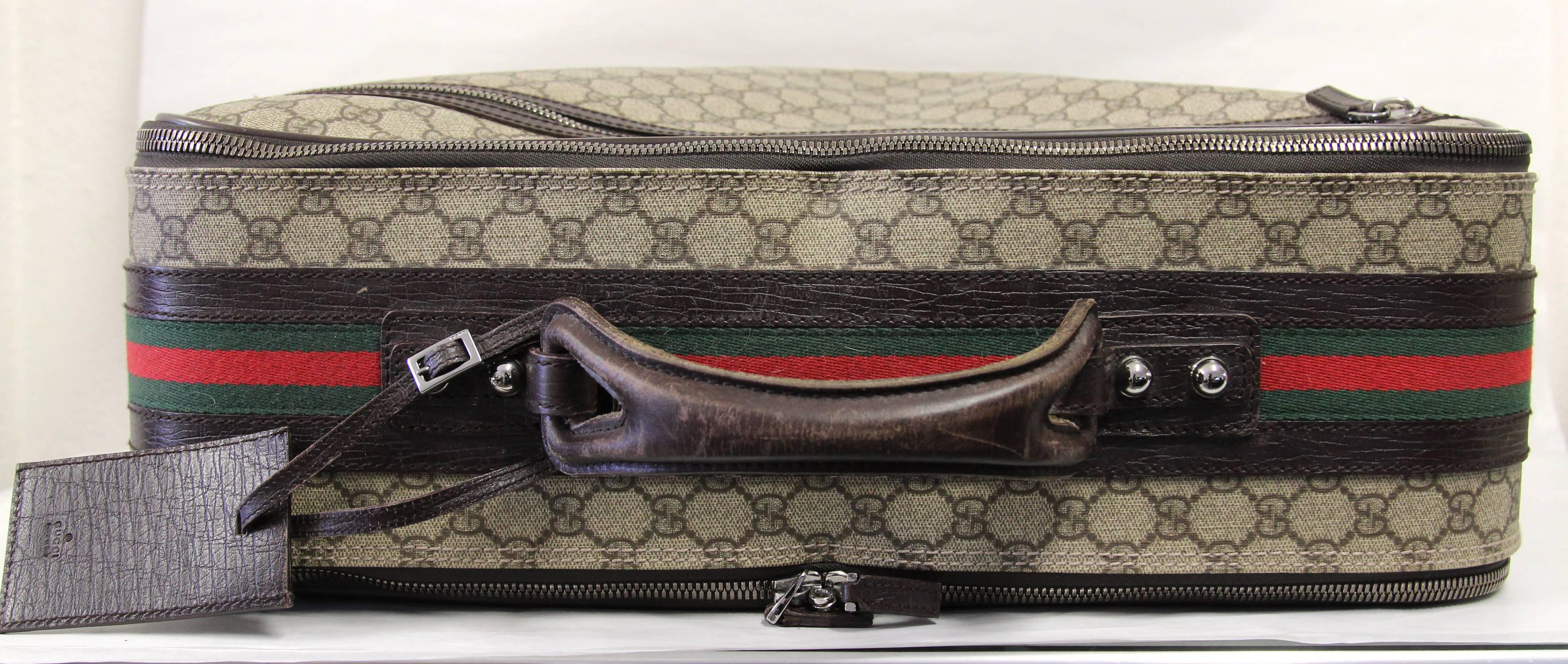 Gray 2000S Gucci Logo Suitcase