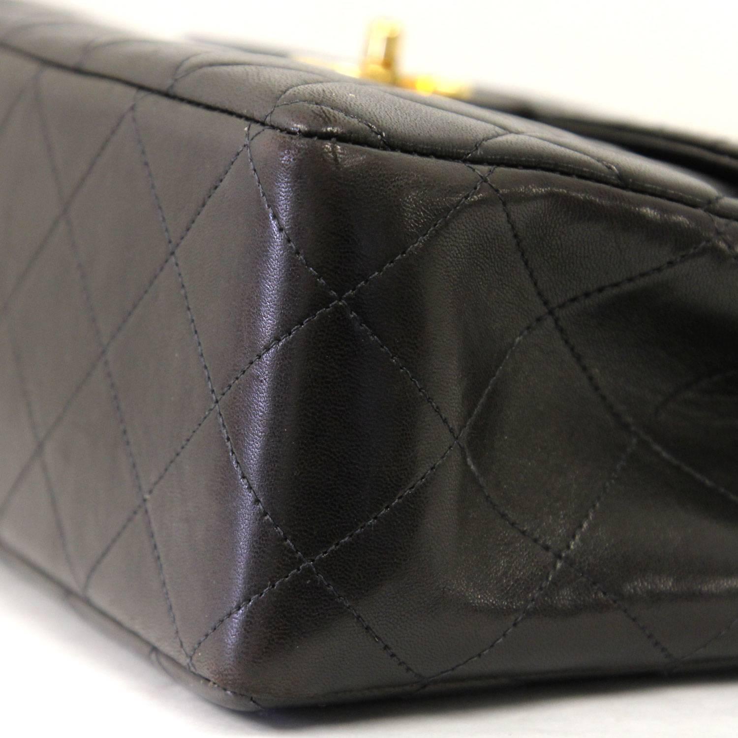 Women's 1990s Chanel Black Lamb Leather Jumbo Bag