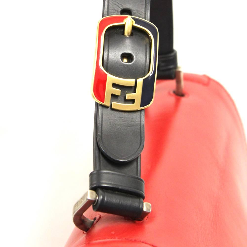 2000s Fendi Silvana Red and Caramel Leather Tote Bag 1
