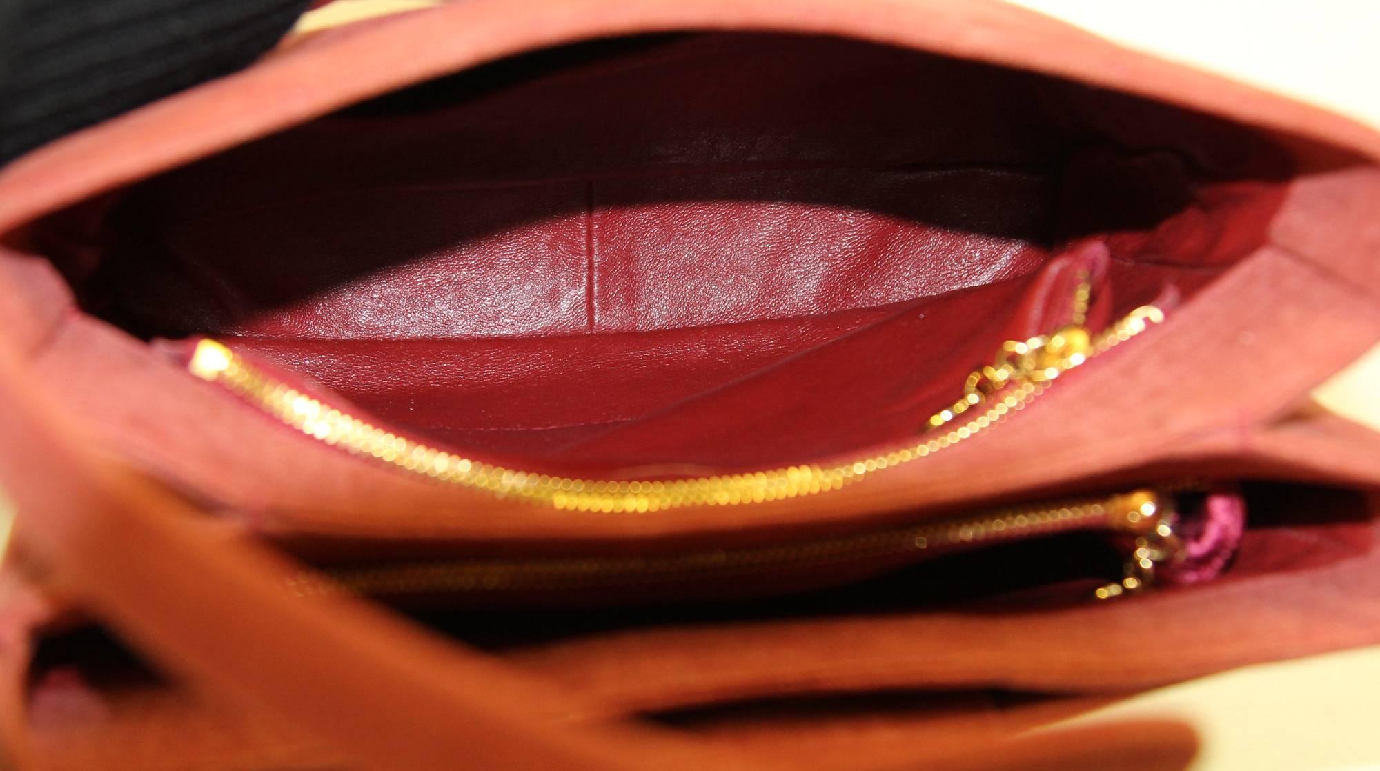 1990s Chanel Brick Red Cotton Shoulderbag 3