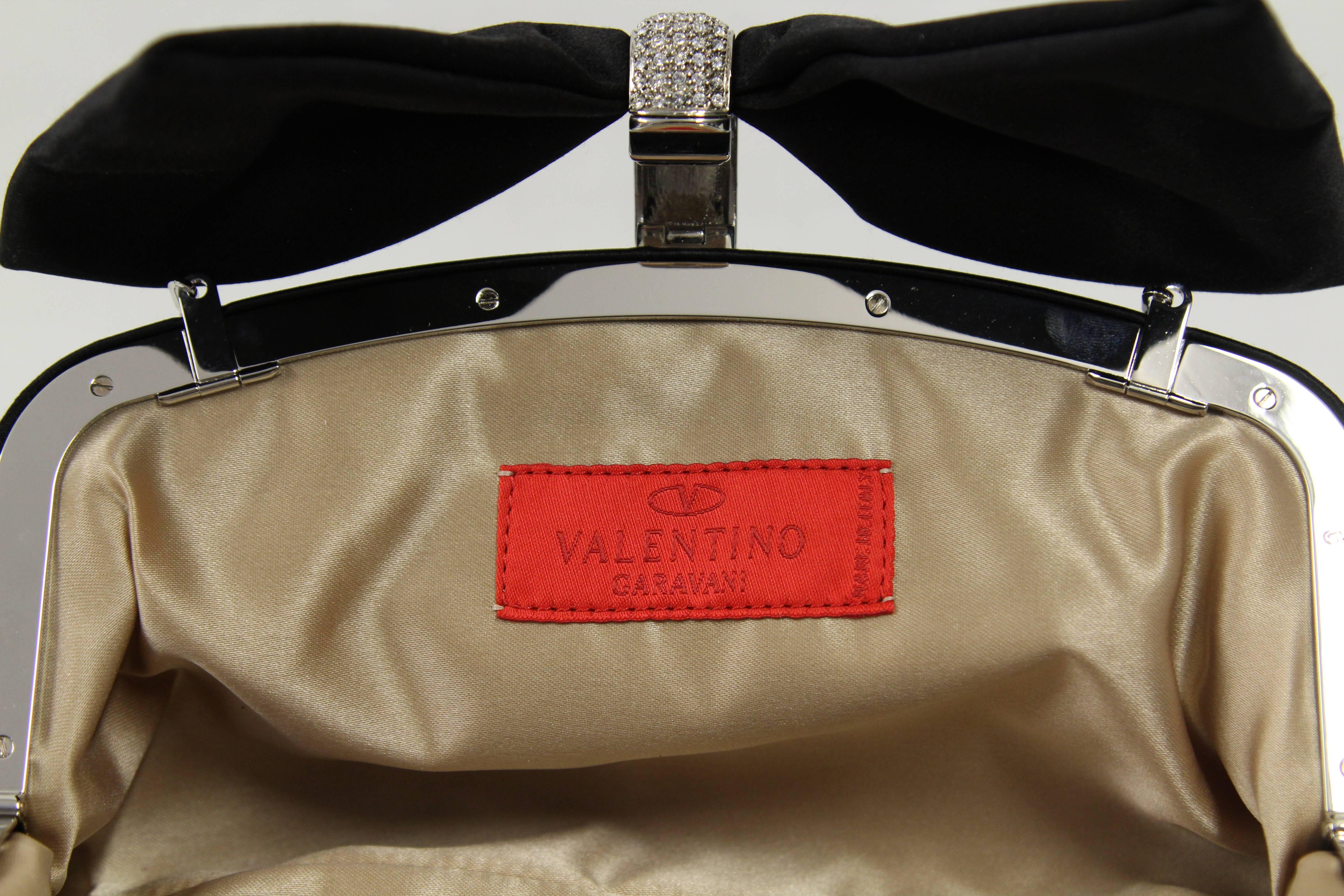 2000s Valentino Black Satin Silk Clutch 3