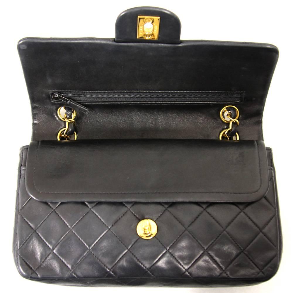 1990s 2.55 Chanel Black Lamb Skin Bag   3