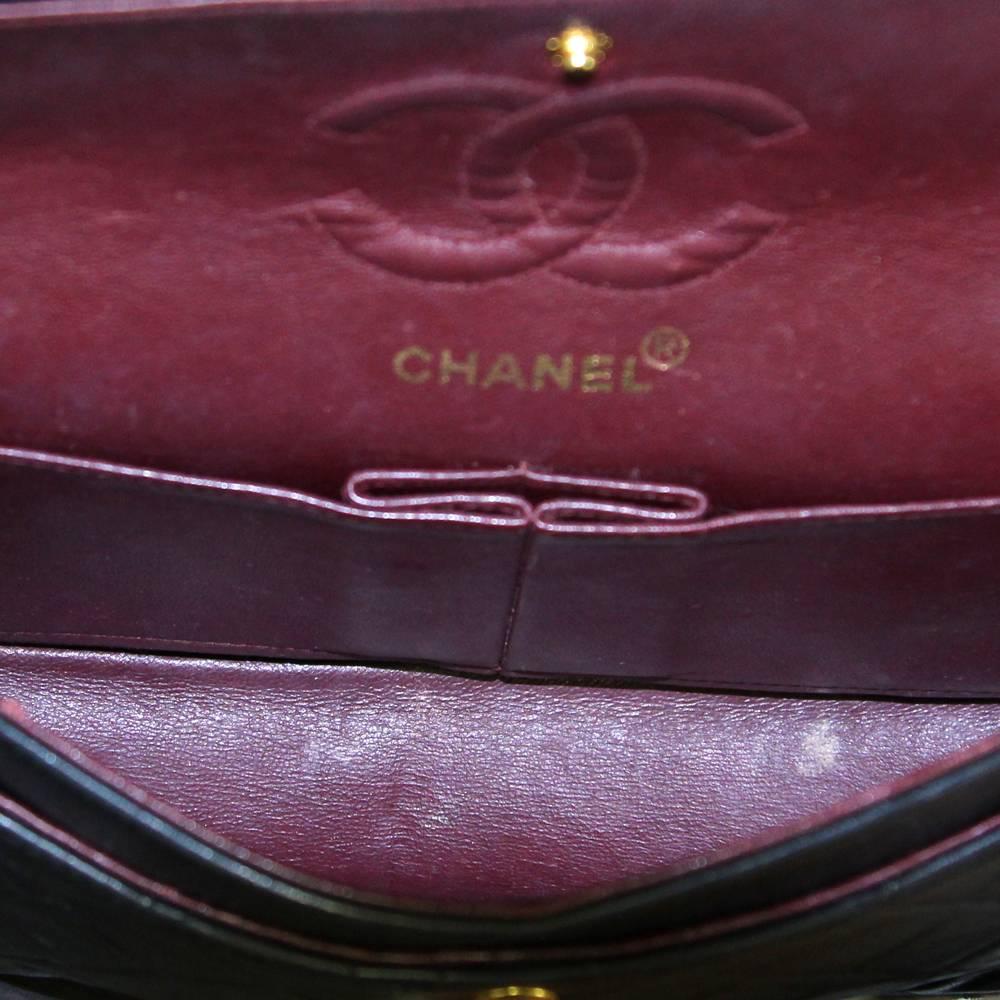 1990s 2.55 Chanel Black Lamb Skin Bag   5