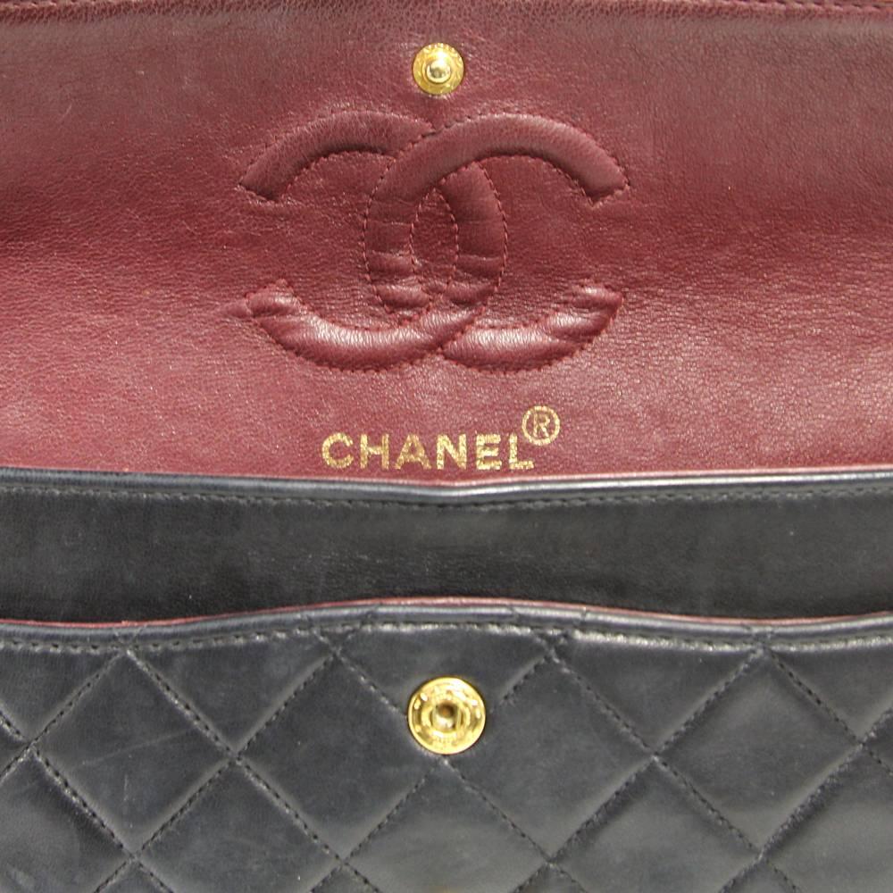 1990s 2.55 Chanel Black Lamb Skin Bag   6