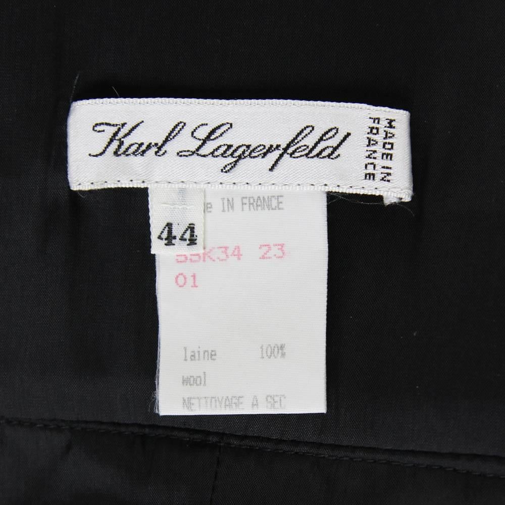 1990s Karl Lagerfeld Wrap-Around Black Wool Skirt 1