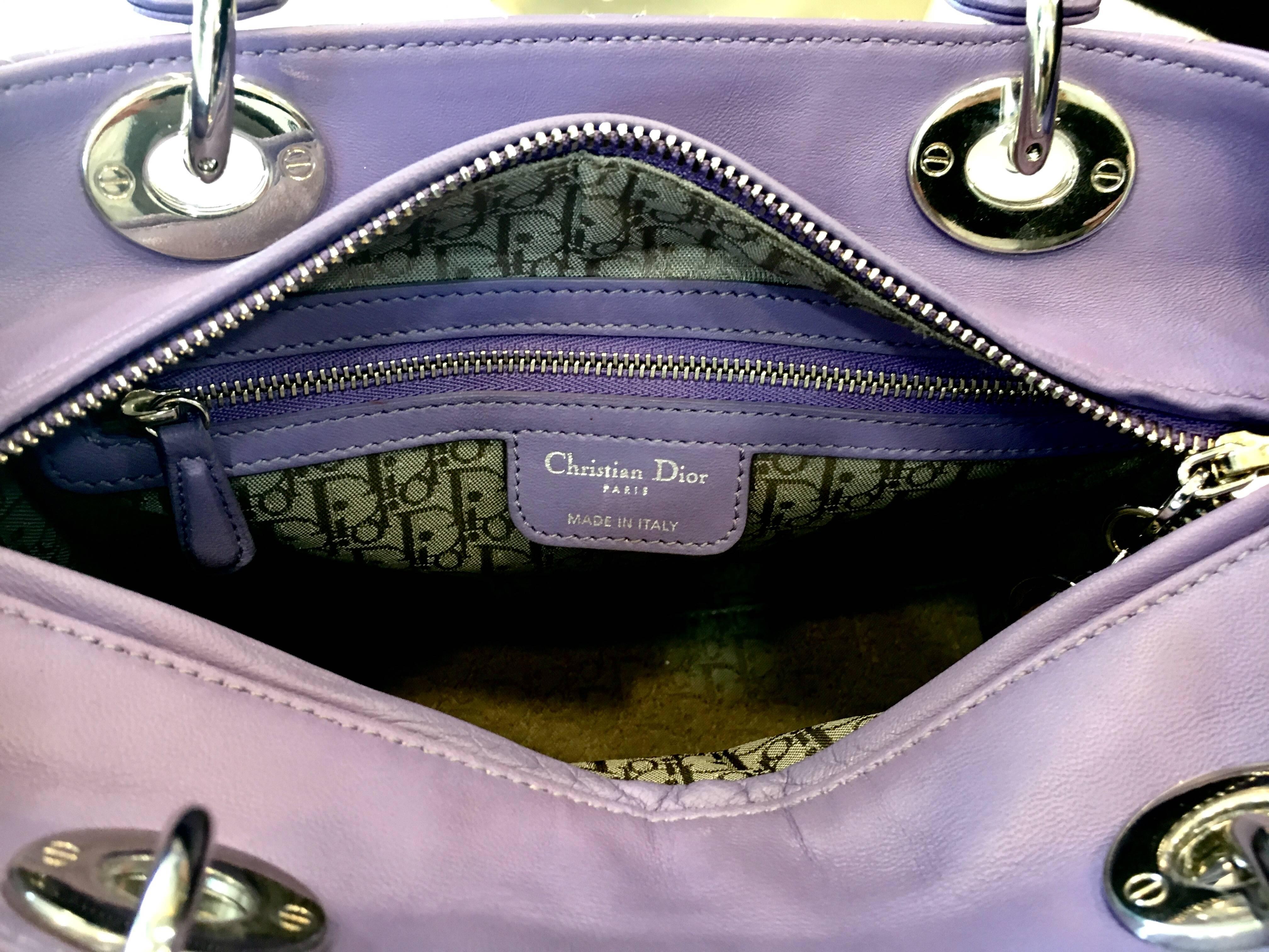 Women's 2000s Dior Violet Leather Lady D Tote Bag