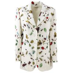 1990s Hermès Off-White Silk Jacket with an Insect Print
