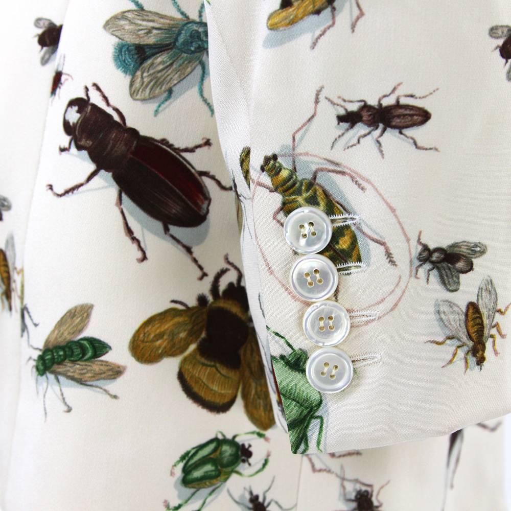 1990s Hermès Off-White Silk Jacket with an Insect Print In Good Condition In Lugo (RA), IT
