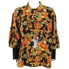 1980s Salvatore Ferragamo Silk Patterned Blouse 9
