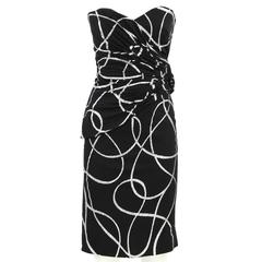 1980s Murray Arbeid Black and Silver Strapeless Dress 3