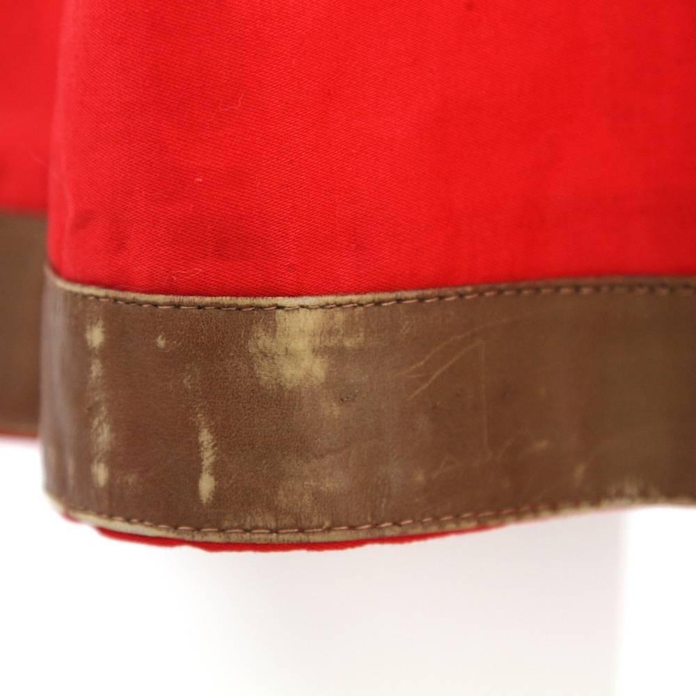 1970s Roberta di Camerino Red Cotton and Leather Dress 1