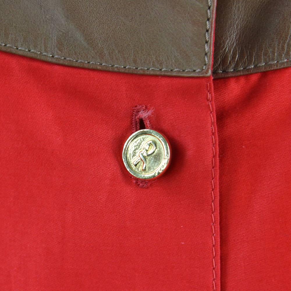 1970s Roberta di Camerino Red Cotton and Leather Dress 2