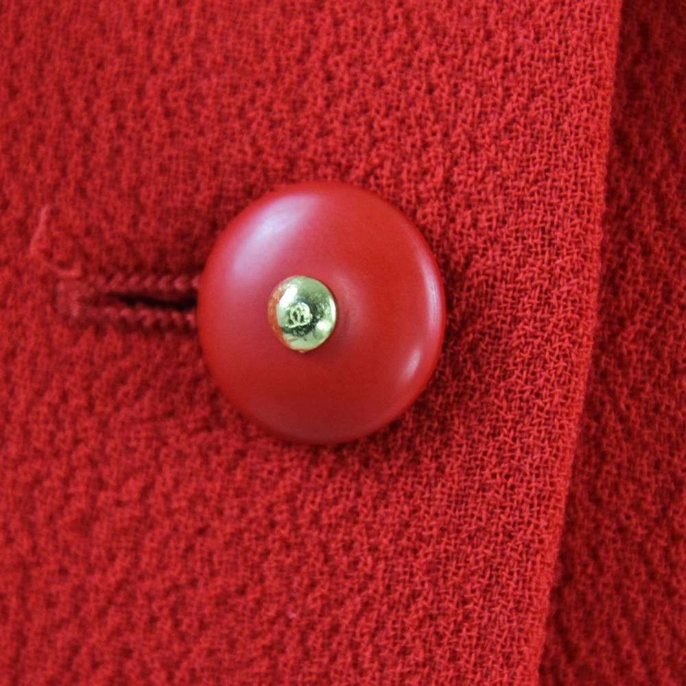 1995 Chanel Red Wool Skirt Suit 1