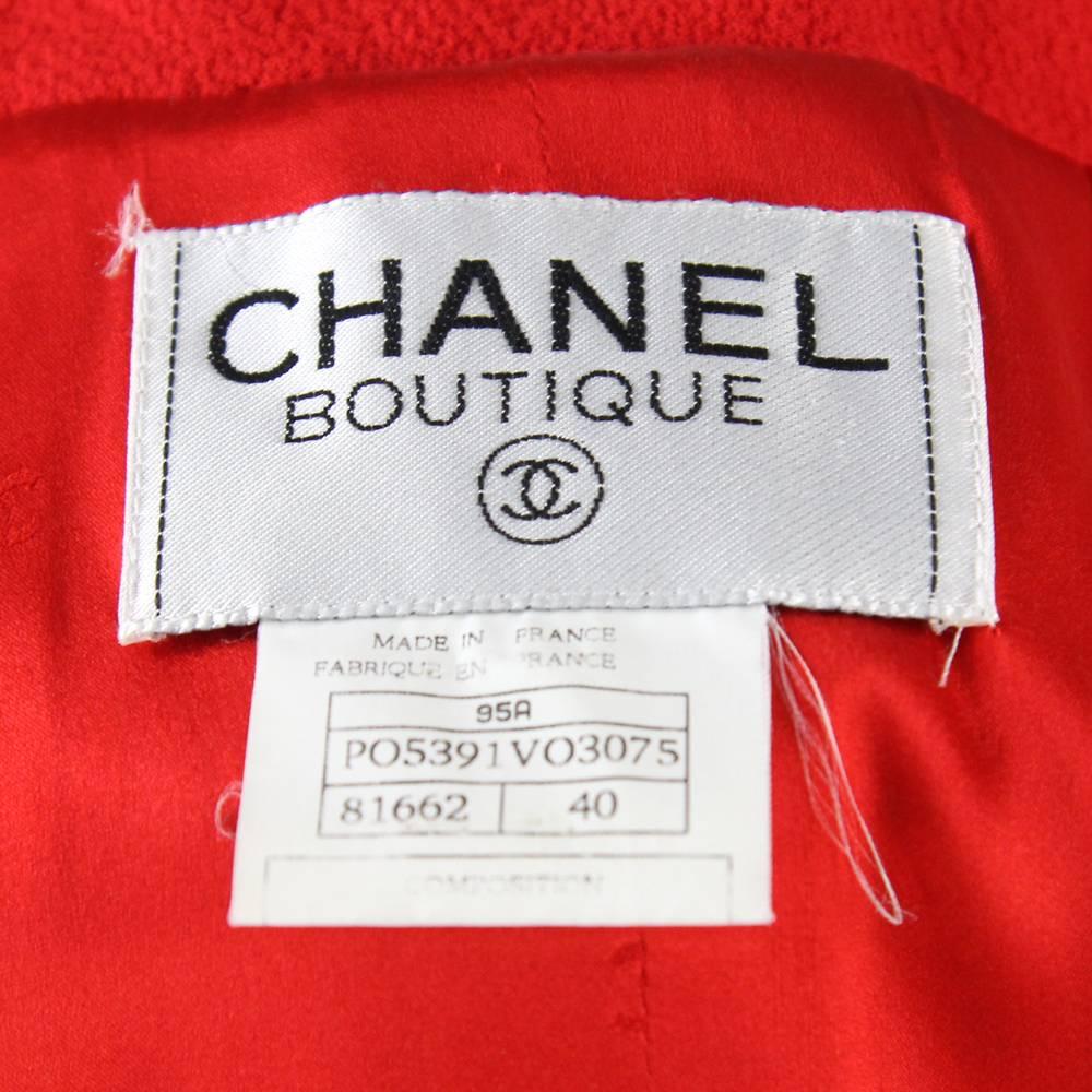 1995 Chanel Red Wool Skirt Suit 4