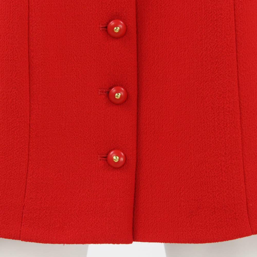 1995 Chanel Red Wool Skirt Suit 5