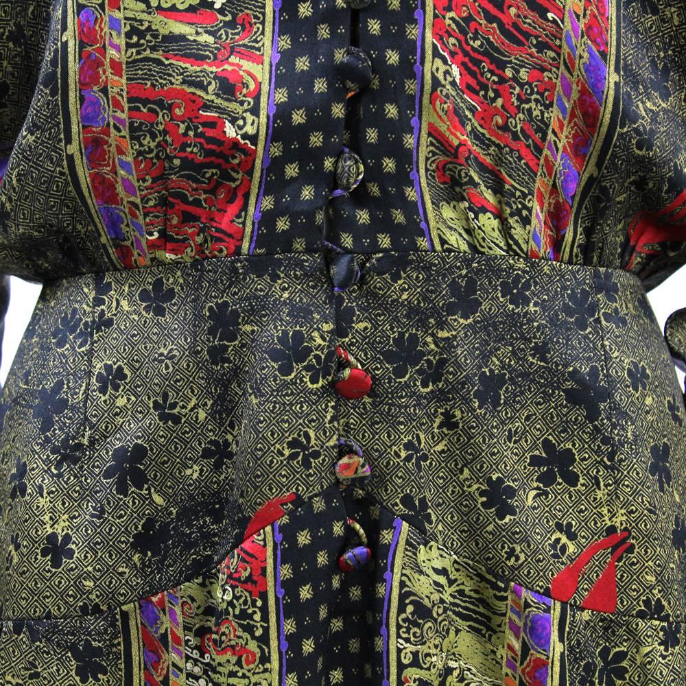 1970s Italian Printed Silk Dress In Excellent Condition In Lugo (RA), IT