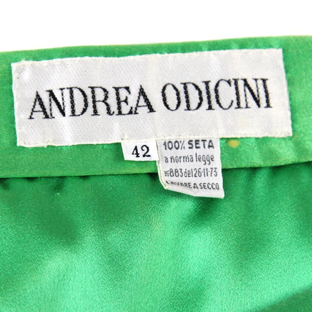 1980s Andrea Odicini Green Silk Wrap Dress 1