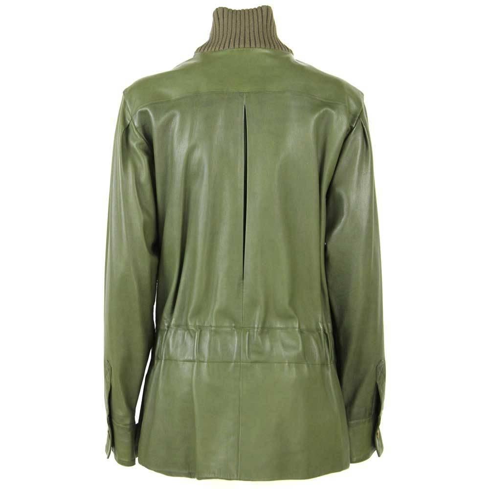 Gray 2001s Chanel Green Leather Jacket