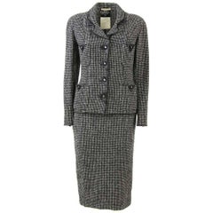 Vintage 1980s Chanel Houndstooth Wool Suit