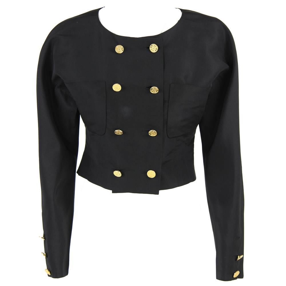 1990s Chanel Black Silk Jacket