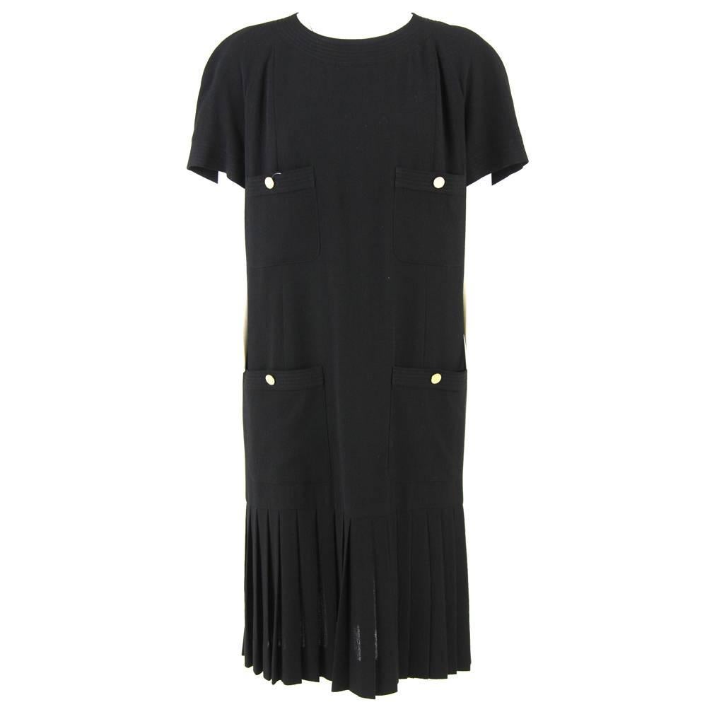 1990s Chanel Black Cotton Dress