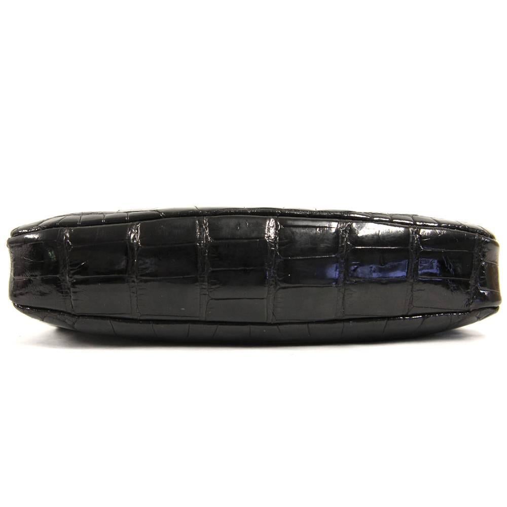 Women's 2000s Valentino Black Crocodile Leather Clutch