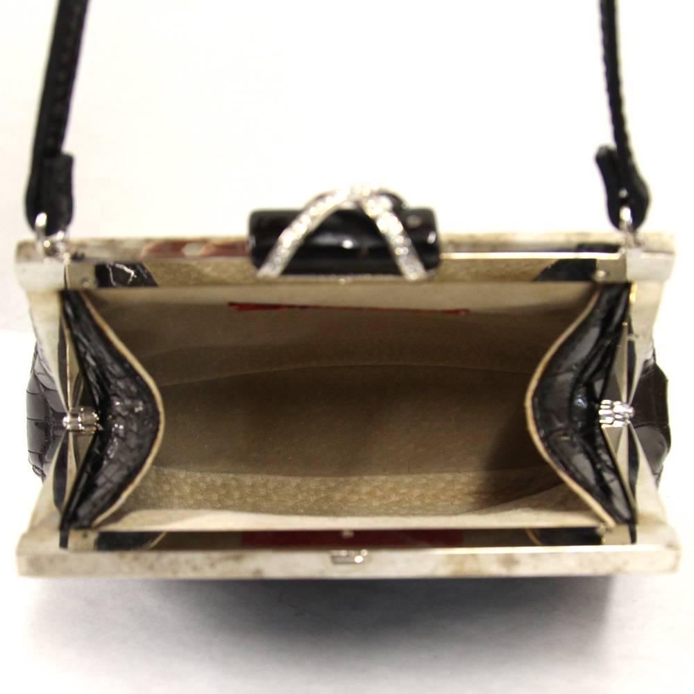 2000s Valentino Black Crocodile Leather Clutch 3
