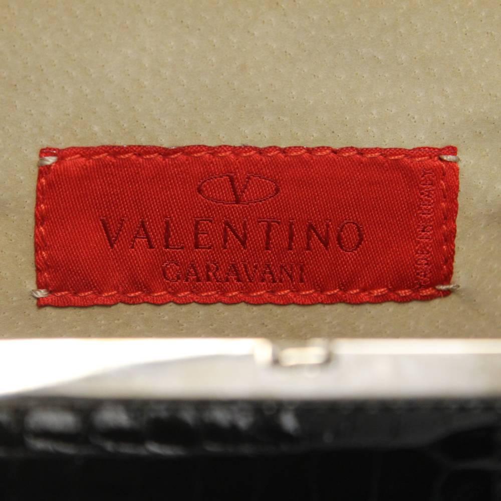 2000s Valentino Black Crocodile Leather Clutch 4
