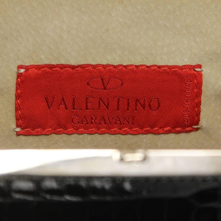 2000s Valentino Black Crocodile Leather Clutch at 1stDibs