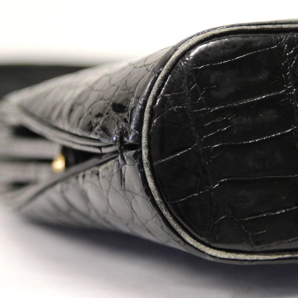 1950s Gucci Black Crocodile Leather Purse In Good Condition In Lugo (RA), IT