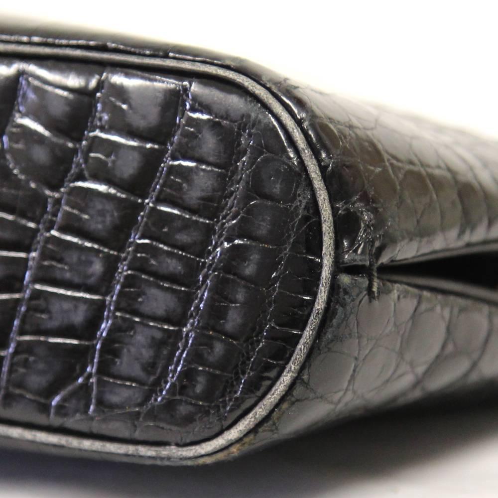 Women's 1950s Gucci Black Crocodile Leather Purse