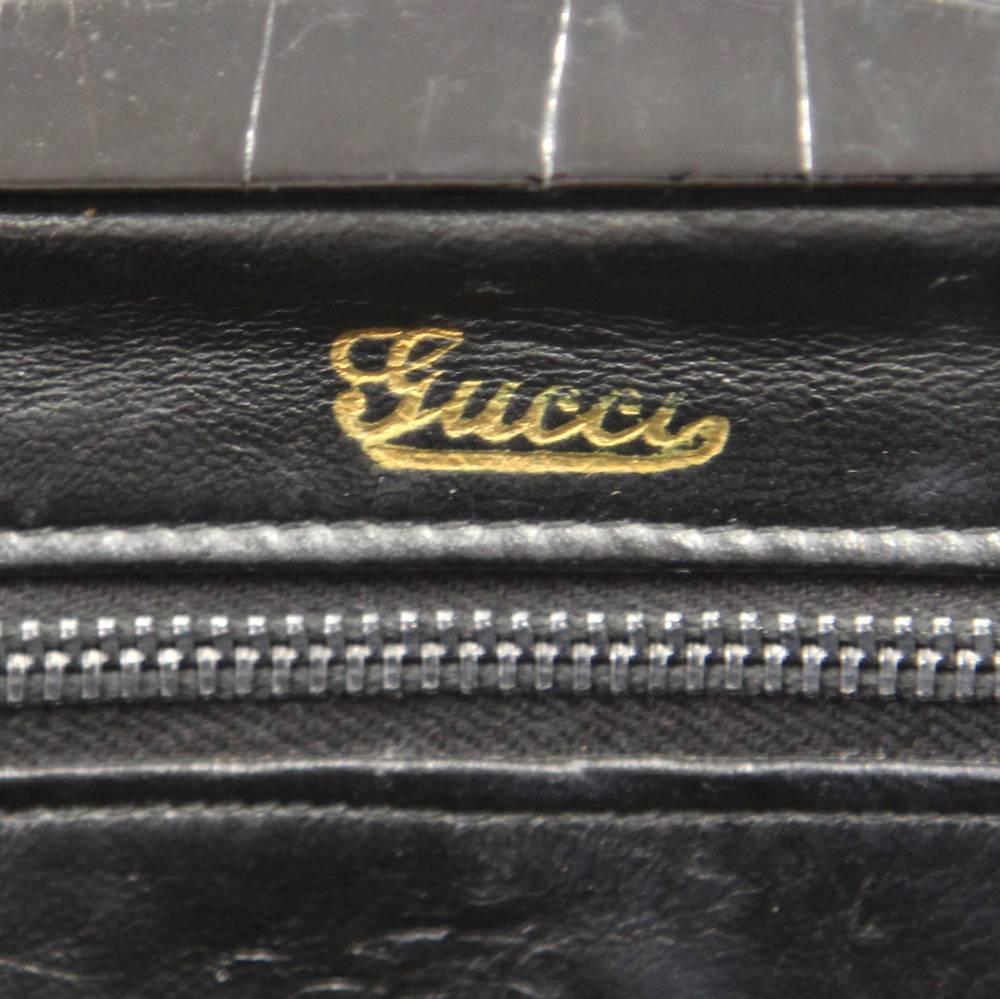 1950s Gucci Black Crocodile Leather Purse 2