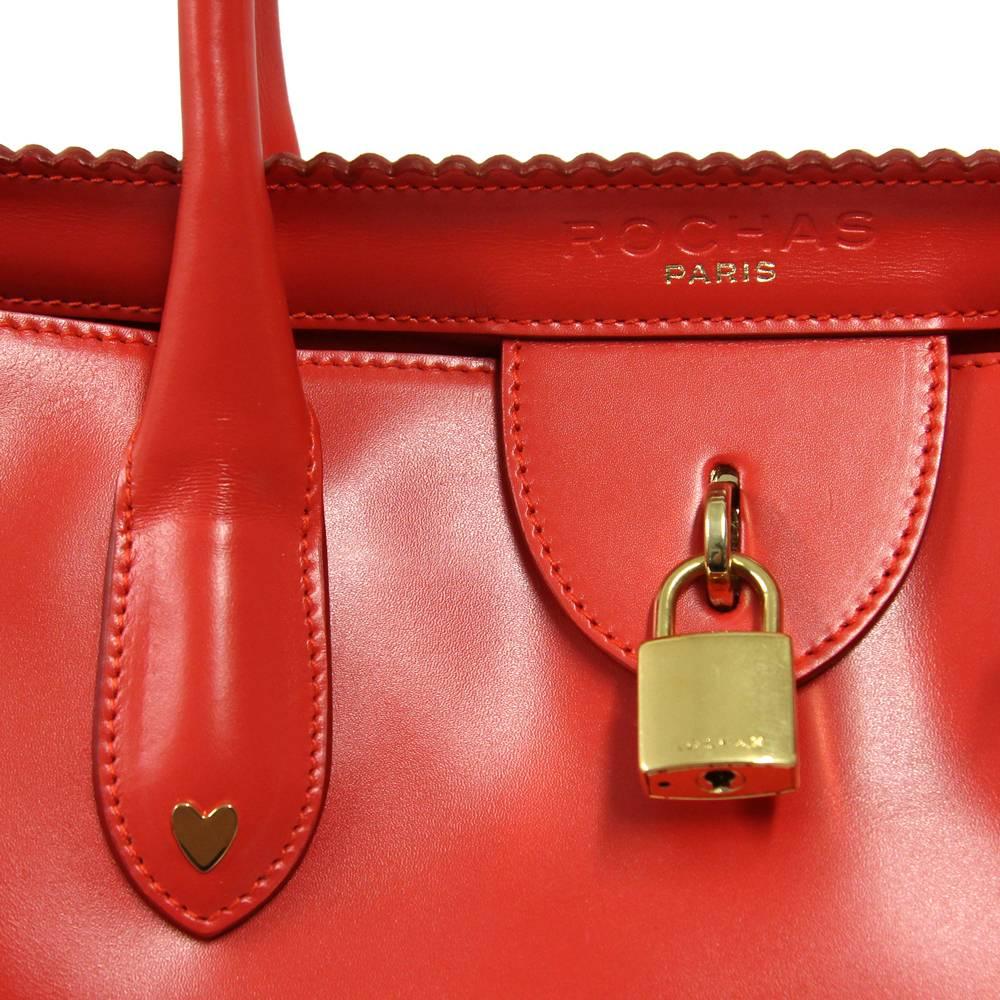 2000s Rochas Red Leather Handbag 1