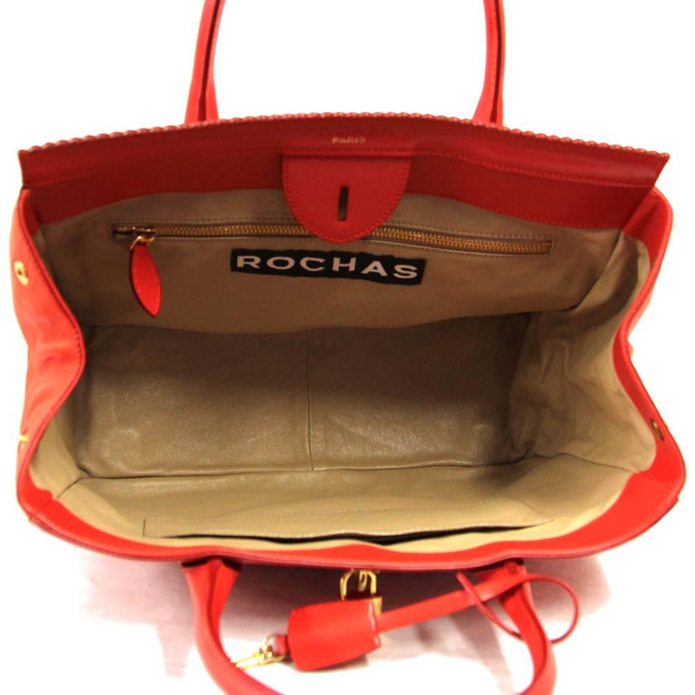 2000s Rochas Red Leather Handbag 2