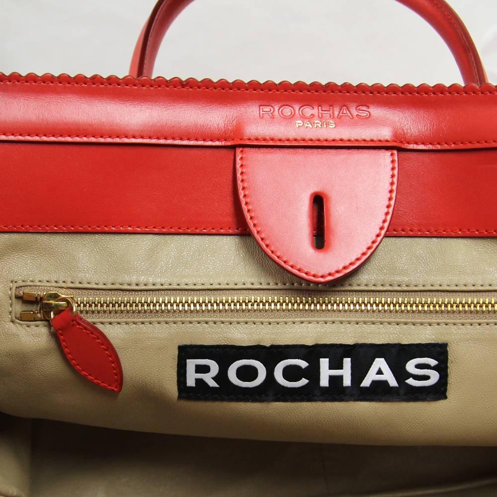 2000s Rochas Red Leather Handbag 5