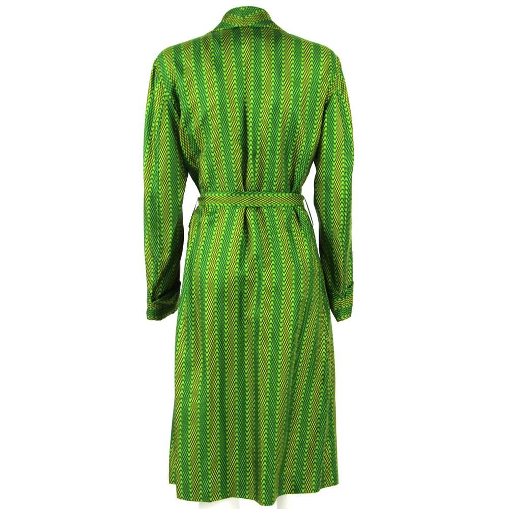 1980s Ken Scott Green Silk Wrap Dress In Good Condition In Lugo (RA), IT