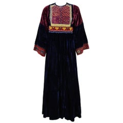 1970s Ethnic Hand-Made Velvet Dress