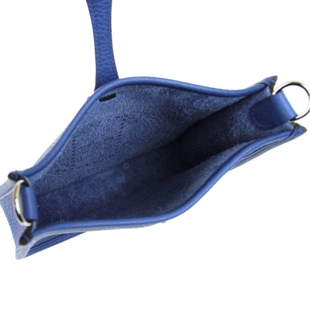 2010s Hermès Agate Blue Mini Evelyne Bag 6
