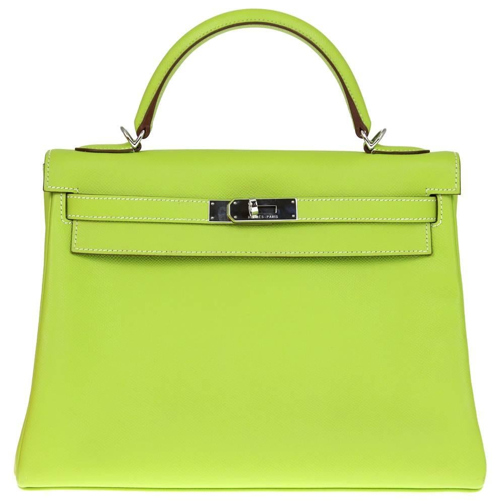 2010s Hermès Green Kiwi Kelly Bag
