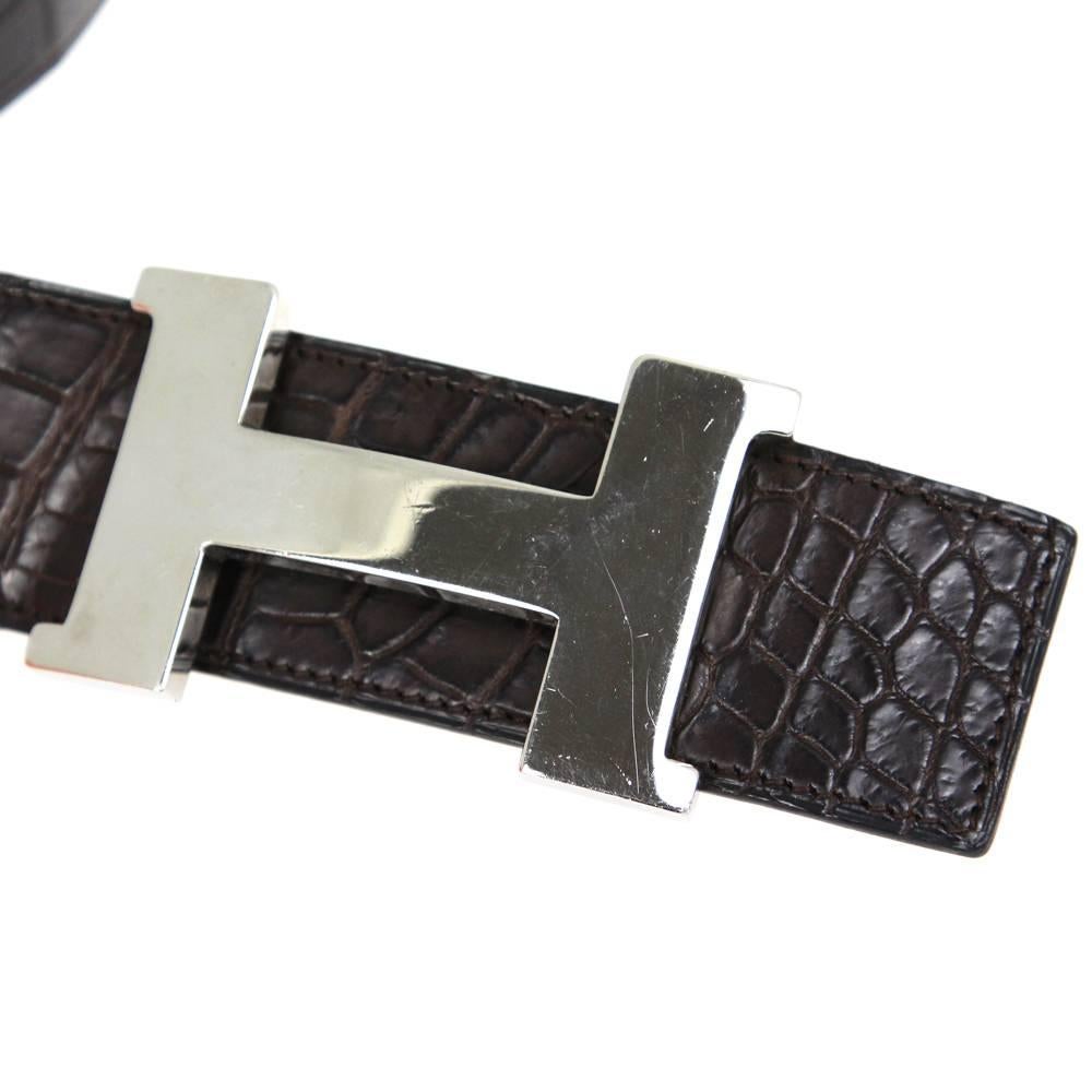 2010s Hermès Crocodile Leather Belt In Good Condition In Lugo (RA), IT