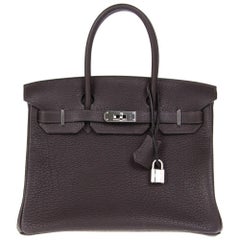 2010s Hermès 30 cm Birkin Dark Brown Leather Bag