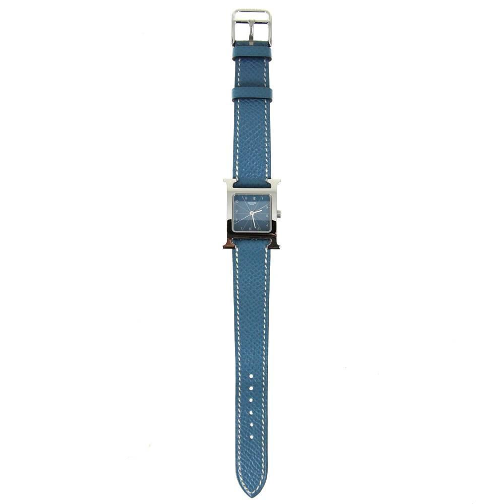 2010s Hermès "H" Blue Leather Watch