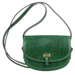 Vintage 1990s Hermès Green Tejus Lizard Crossbody Bag