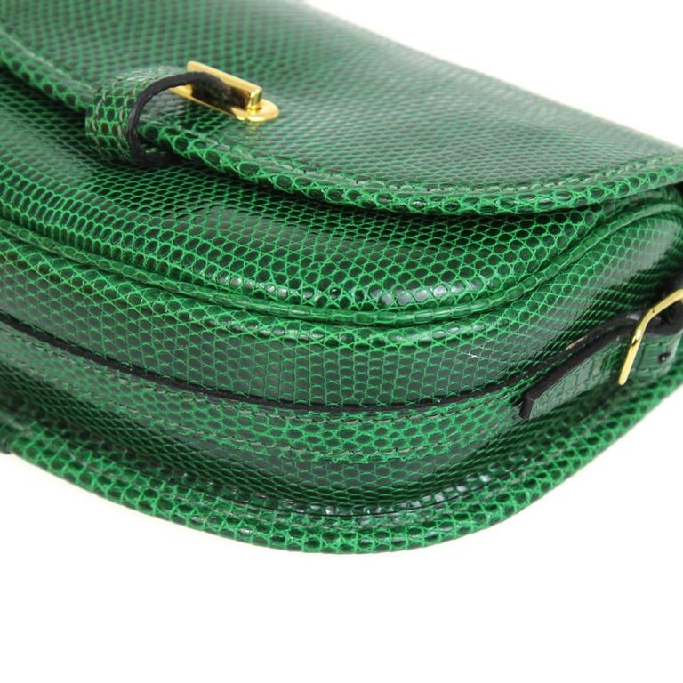 1990s Hermès Green Tejus Lizard Crossbody Bag at 1stDibs