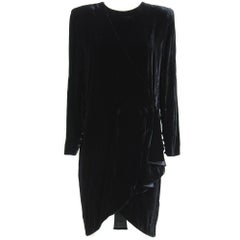 Vintage 1980s Mila Schon Black Velvet Dress