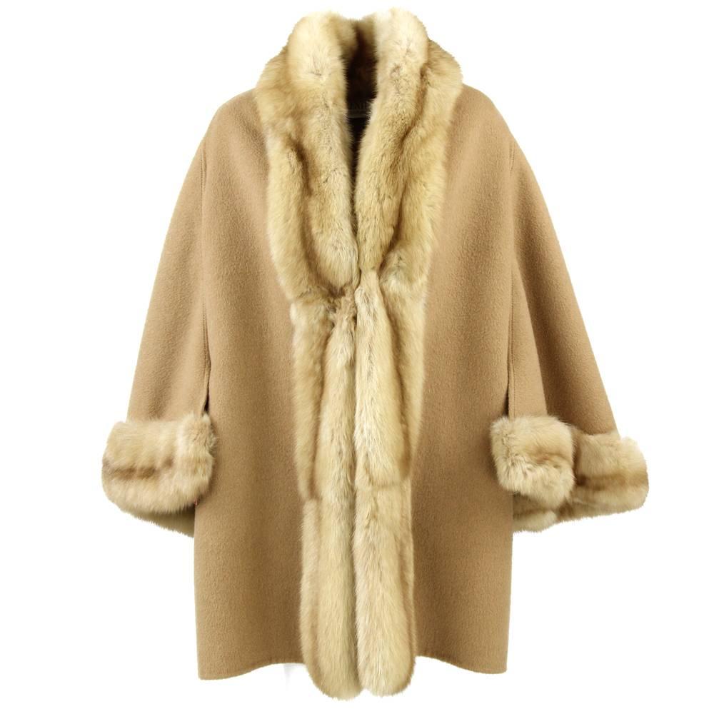 1970s Valentino Camel Coat Hemmed with Sable Fur