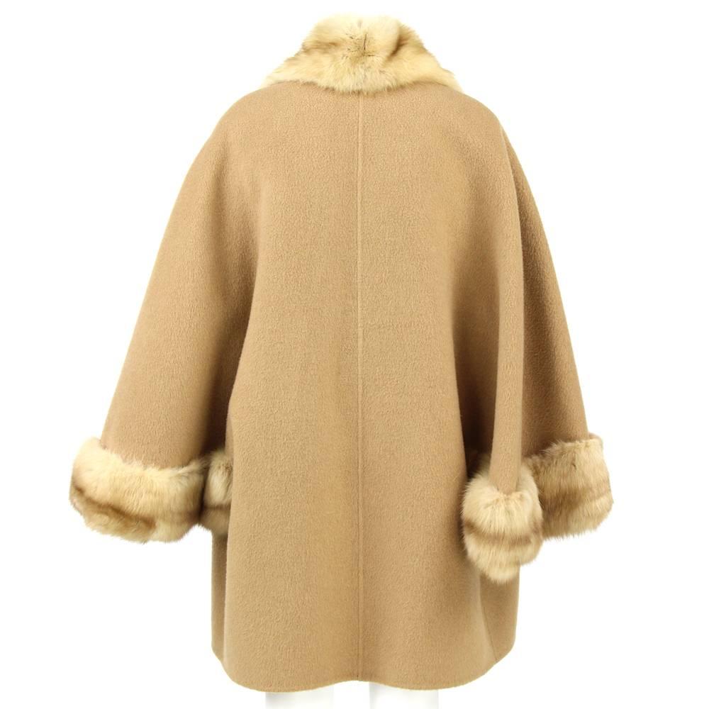 Brown 1970s Valentino Camel Coat Hemmed with Sable Fur