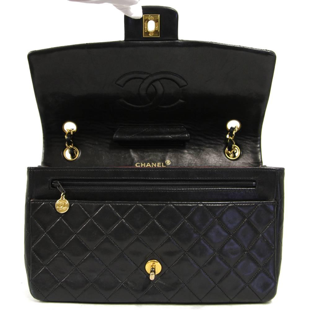 1990s Chanel Matelassé Black Leather Bag 4