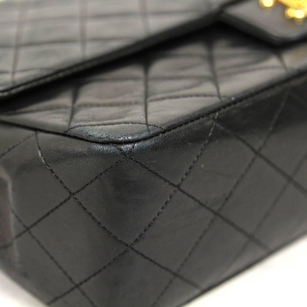 1990s Chanel Matelassé Black Leather Bag 3