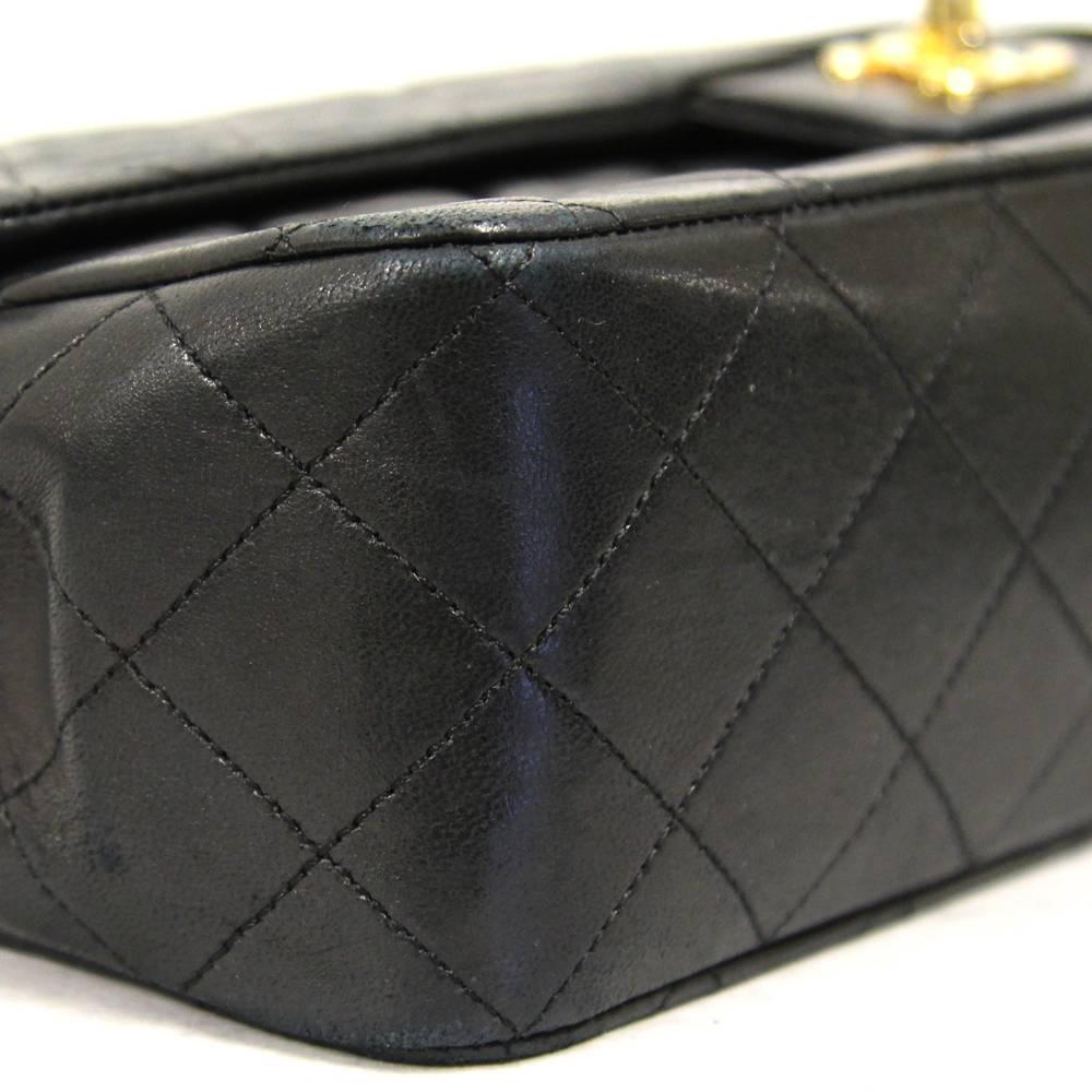 1990s Chanel Matelassé Black Leather Bag 2